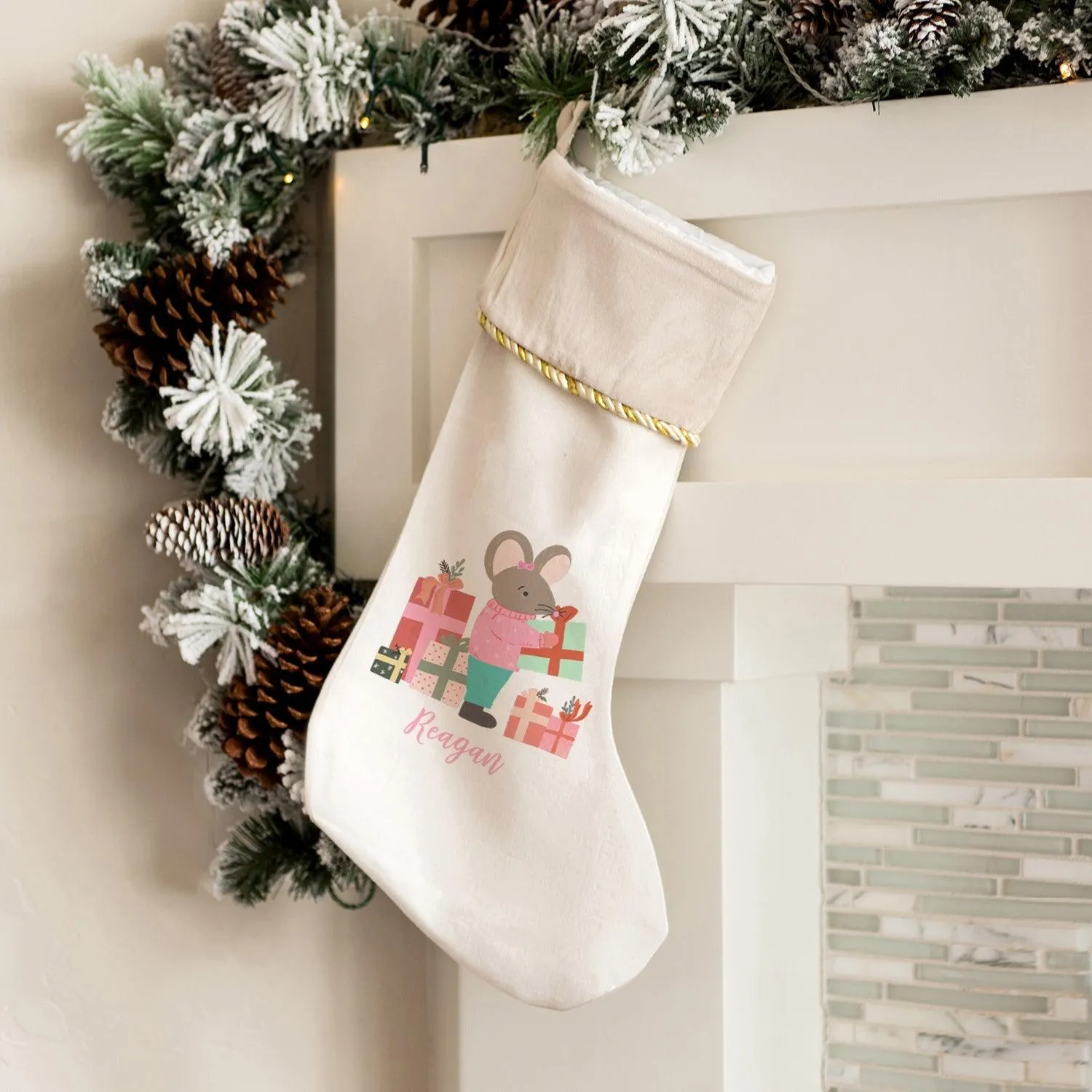 Personalized Kids Velvet Trimmed Christmas Stockings