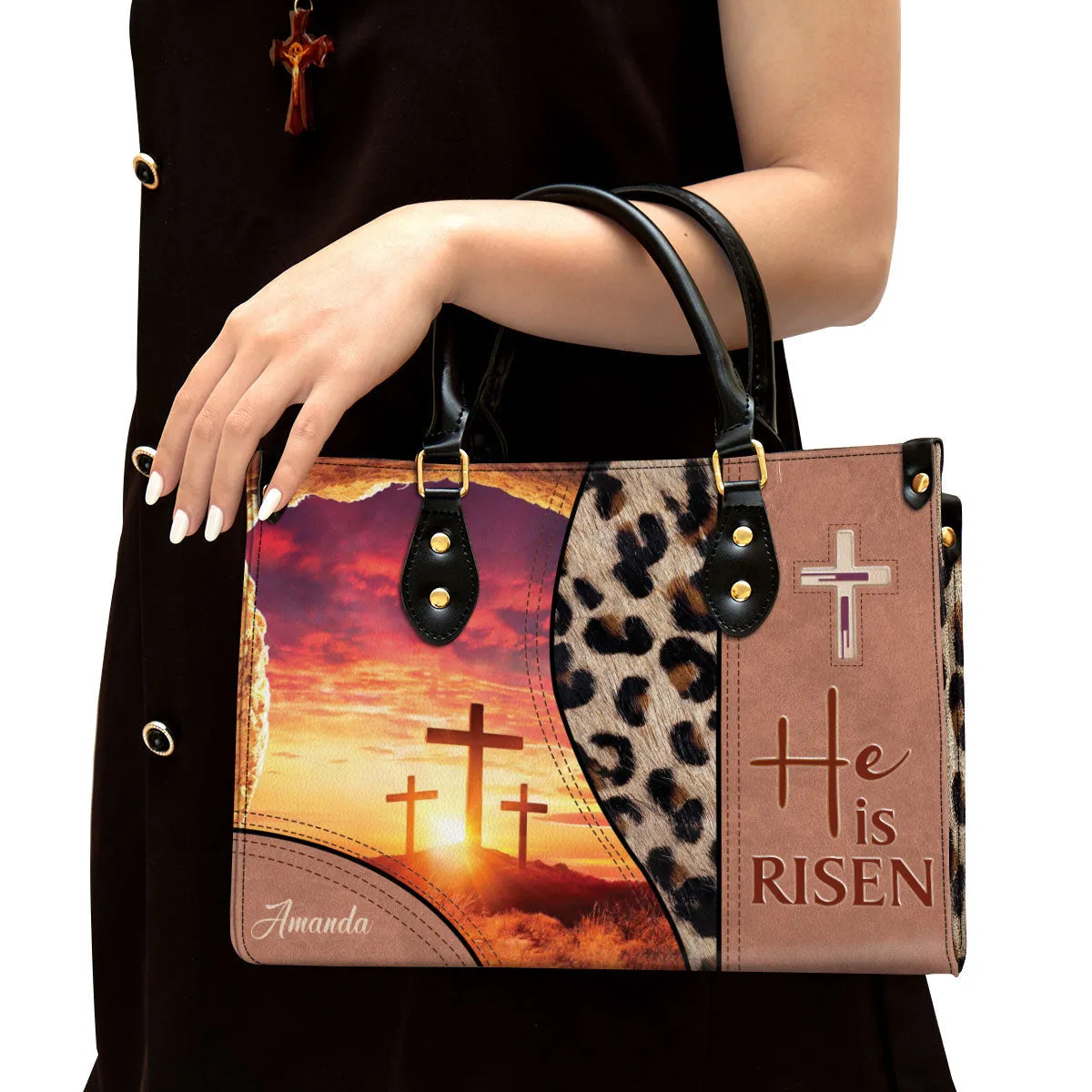 Personalized Leather Bag For Women - He Is Risen Leather Bag Leather Bag - Christian Gifts for Women