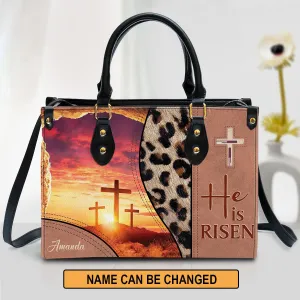 Personalized Leather Bag For Women - He Is Risen Leather Bag Leather Bag - Christian Gifts for Women