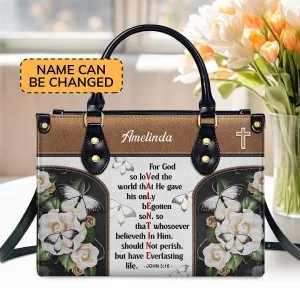 Personalized Leather Handbag Christian Valentines Day Ideas John 316 For God So Loved The World Bible Verse Spiritual Gifts