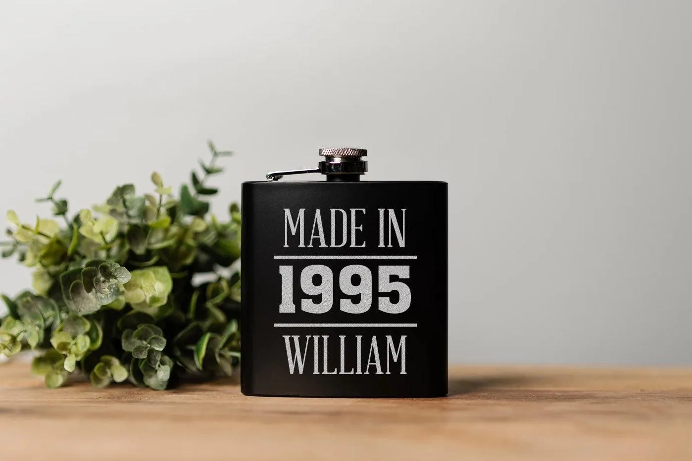 Personalized Made In Birthday Matte Black Flask