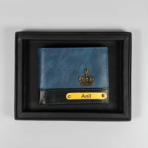 Personalized Men's Wallet - Blue and Black (Dual Tone)