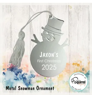 Personalized Metal Snowman Ornament