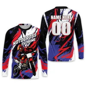 Personalized Name Number Motocross Extreme Dirt Bike Jersey for Mens Long Sleeve Moto Shirts