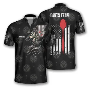 Personalized Name Team American Athlete Red Pin Custom Darts Jerseys for Men, Idea Gift for Dart Lovers