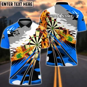 Personalized Name Team Dart Board Fire Splash Polo Shirt, Idea Gift for Dart Players