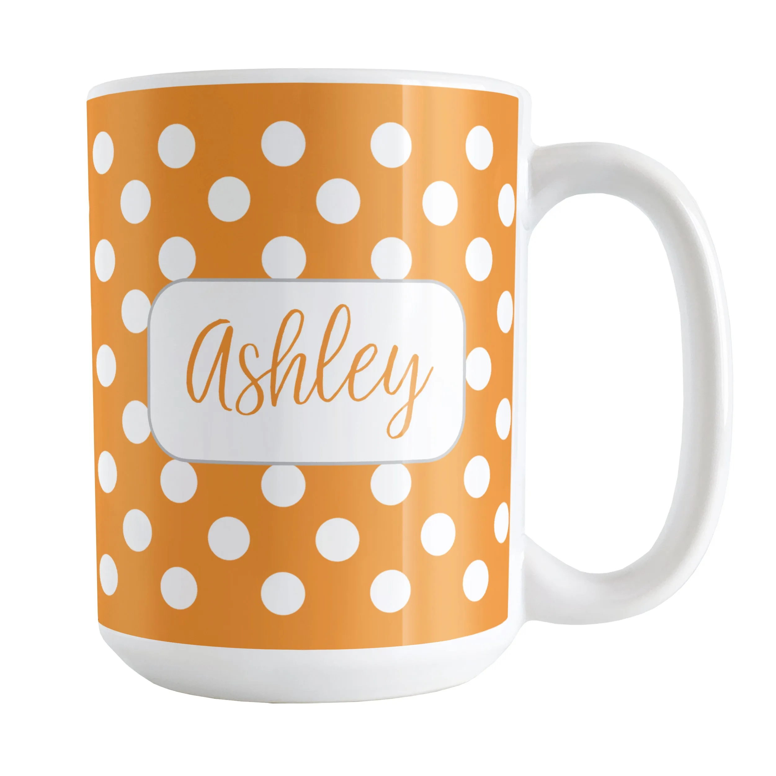 Personalized Orange Polka Dot Mug