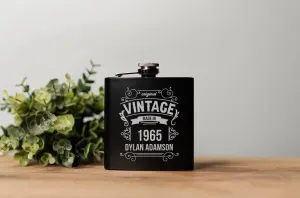 Personalized Original Vintage Birthday Matte Black Flask