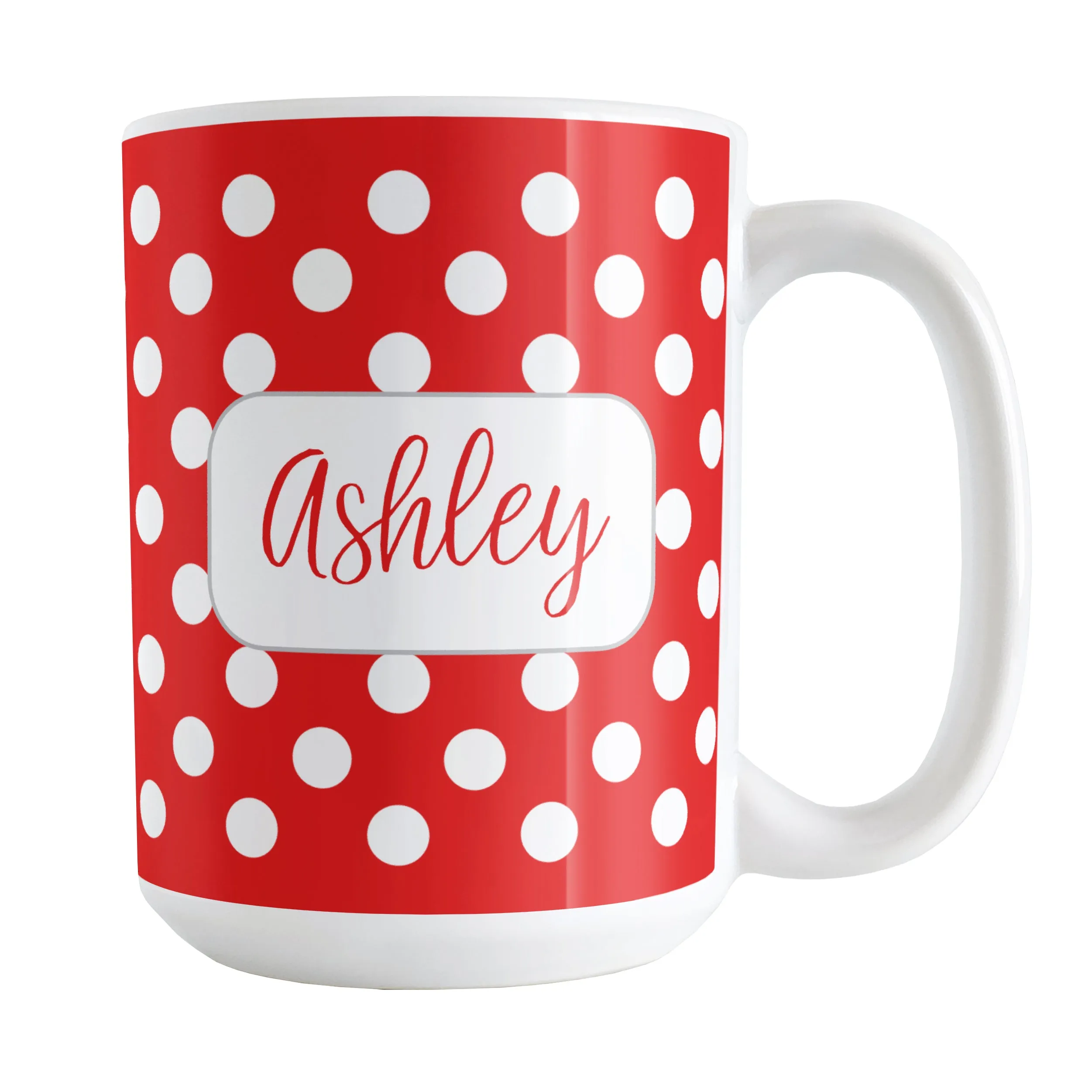 Personalized Red Polka Dot Mug