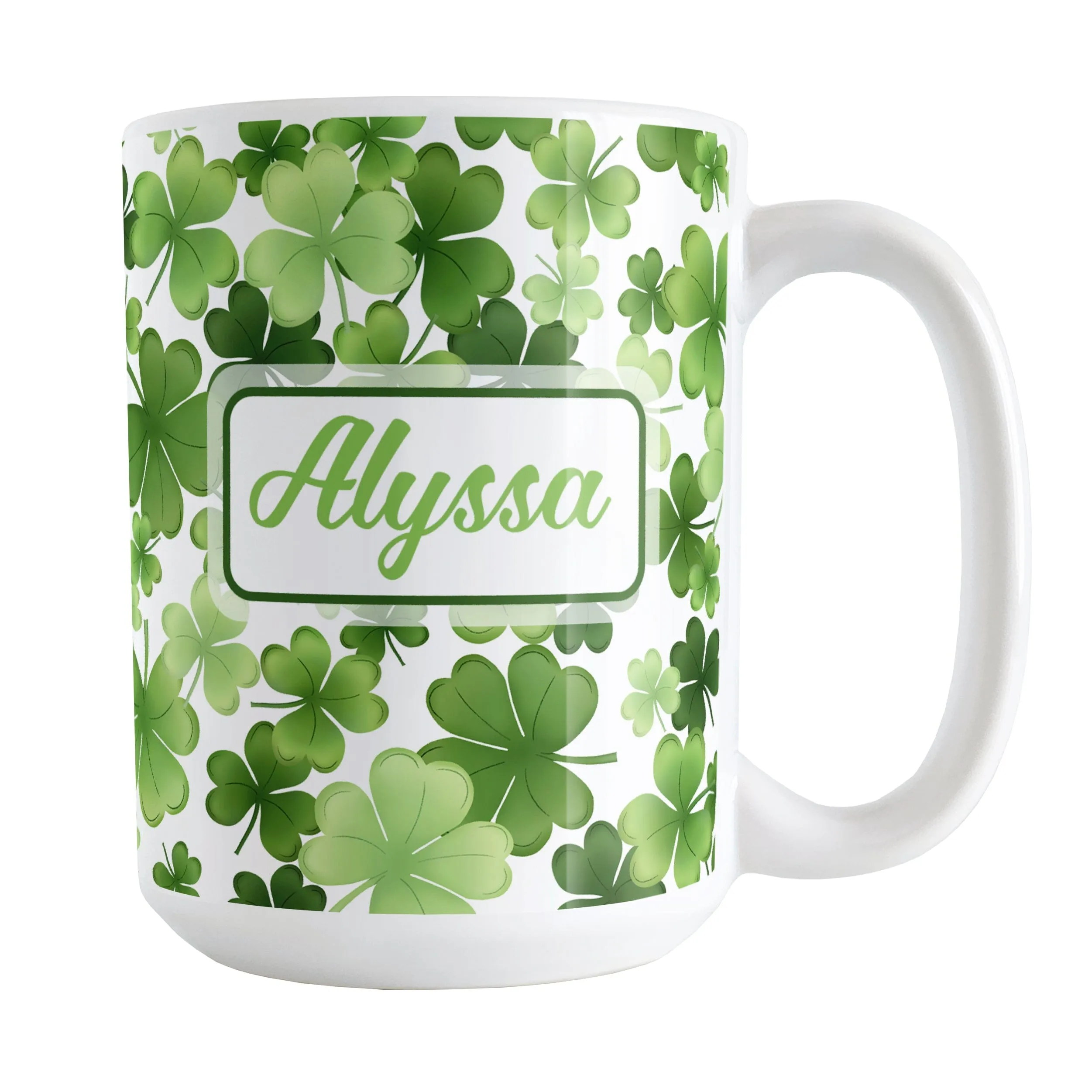 Personalized Shamrocks and 4-Leaf Clovers Mug