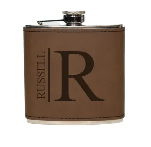 Personalized Silver Leather Wrapped Flasks