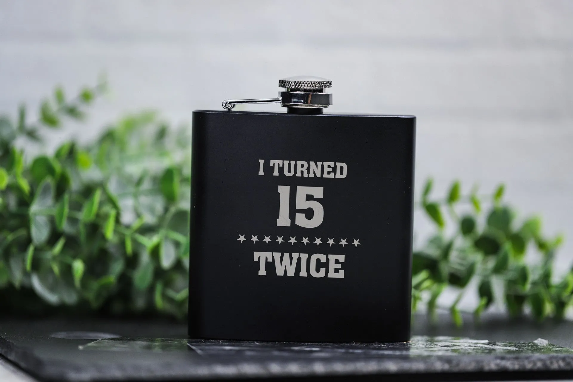 Personalized Turned Twice Birthday Matte Black Flask