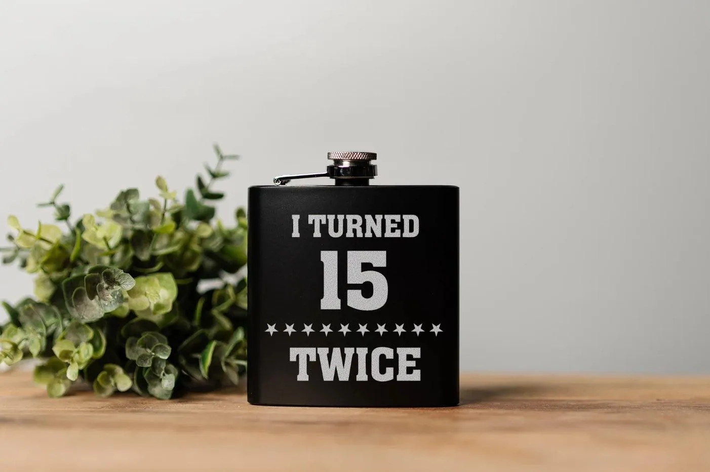 Personalized Turned Twice Birthday Matte Black Flask