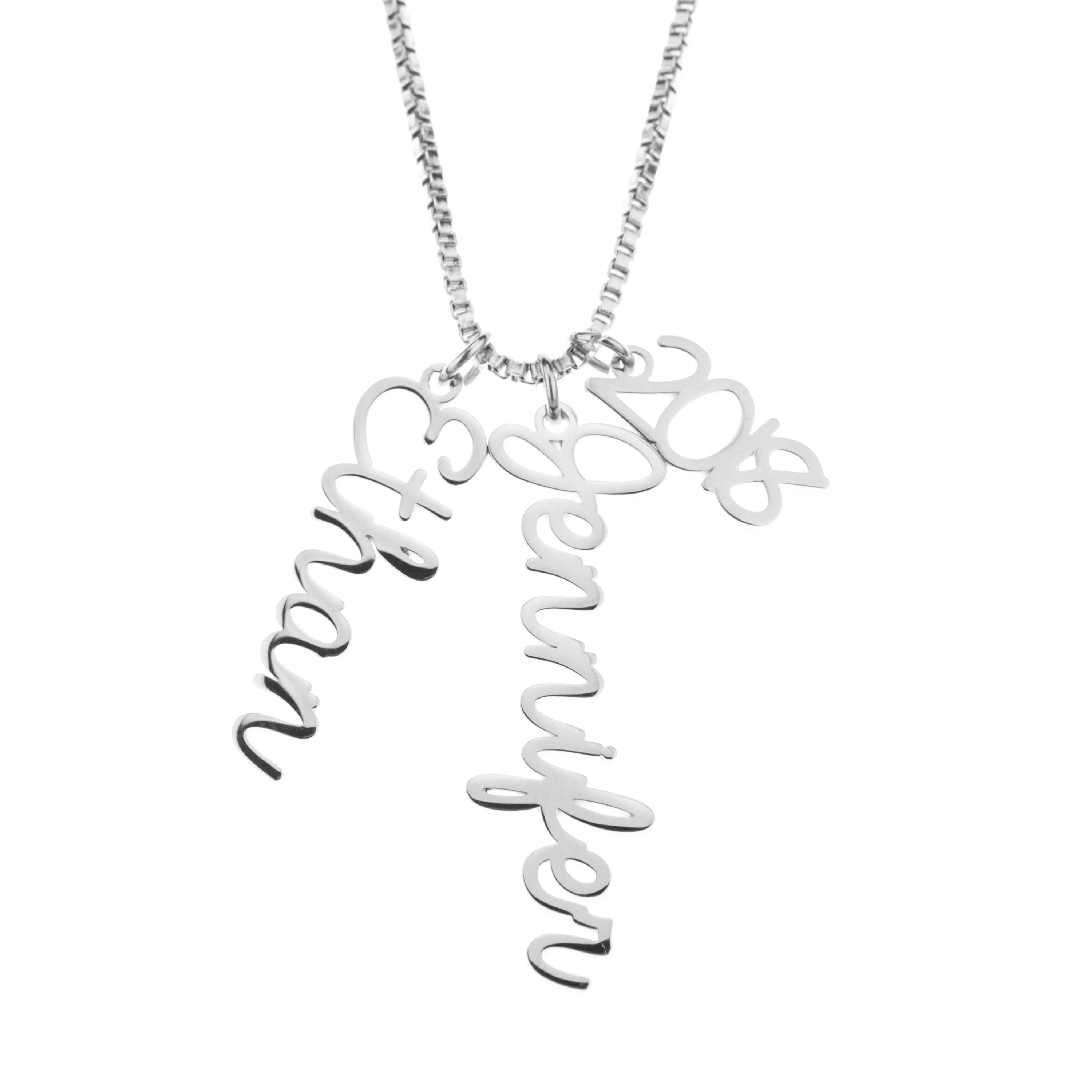 Personalized Vertical Cursive Pendant Necklace