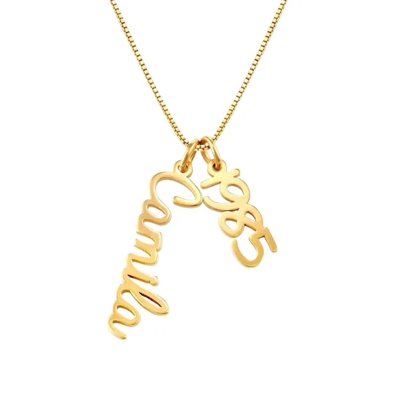 Personalized Vertical Cursive Pendant Necklace