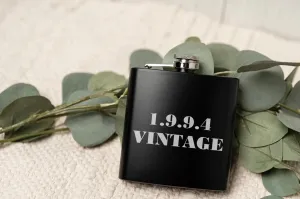 Personalized Vintage Birthday Matte Black Flask