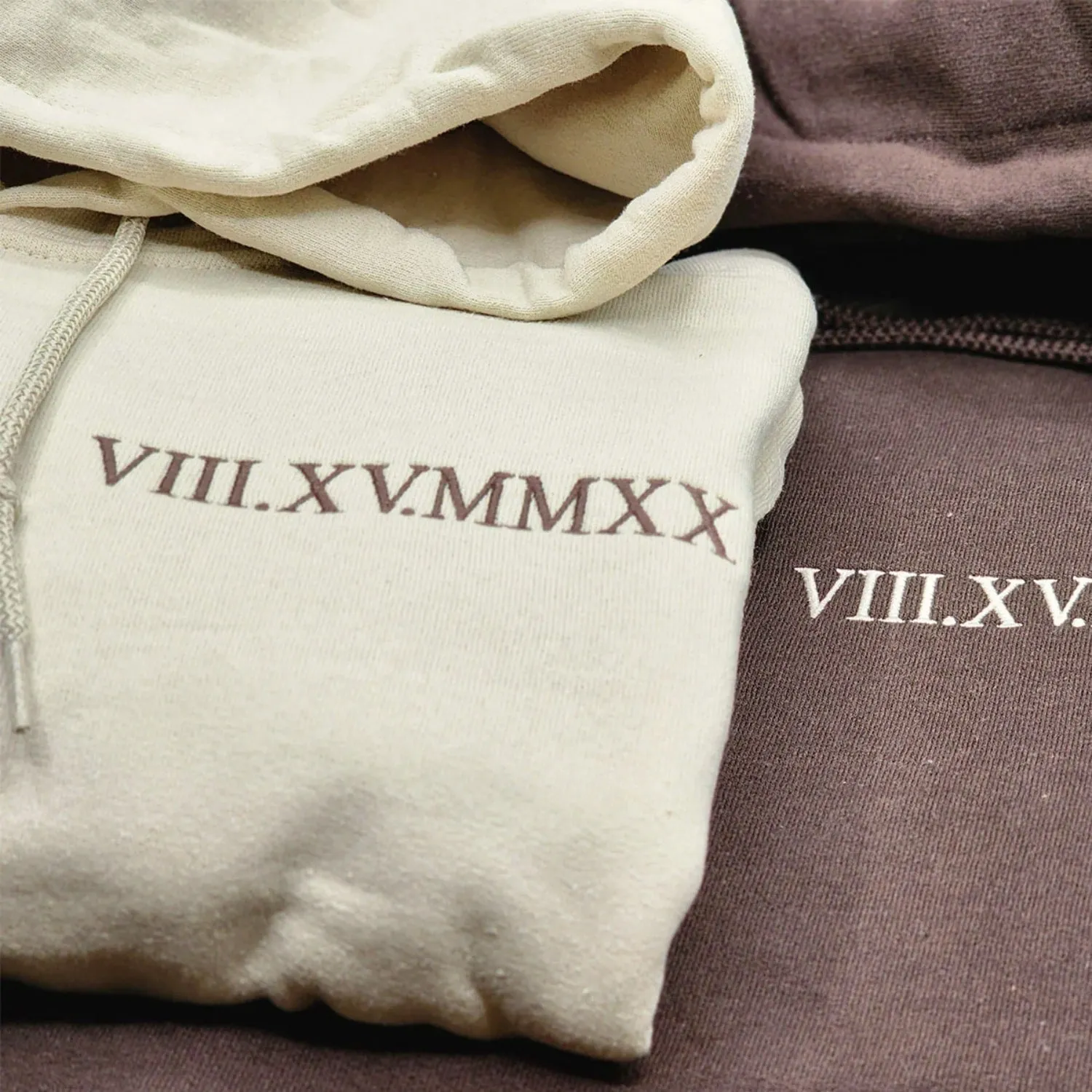 Personalized Wedding Gift Ideas for Couple with Embroidered Roman Date on Sweatshirt or Hoodie