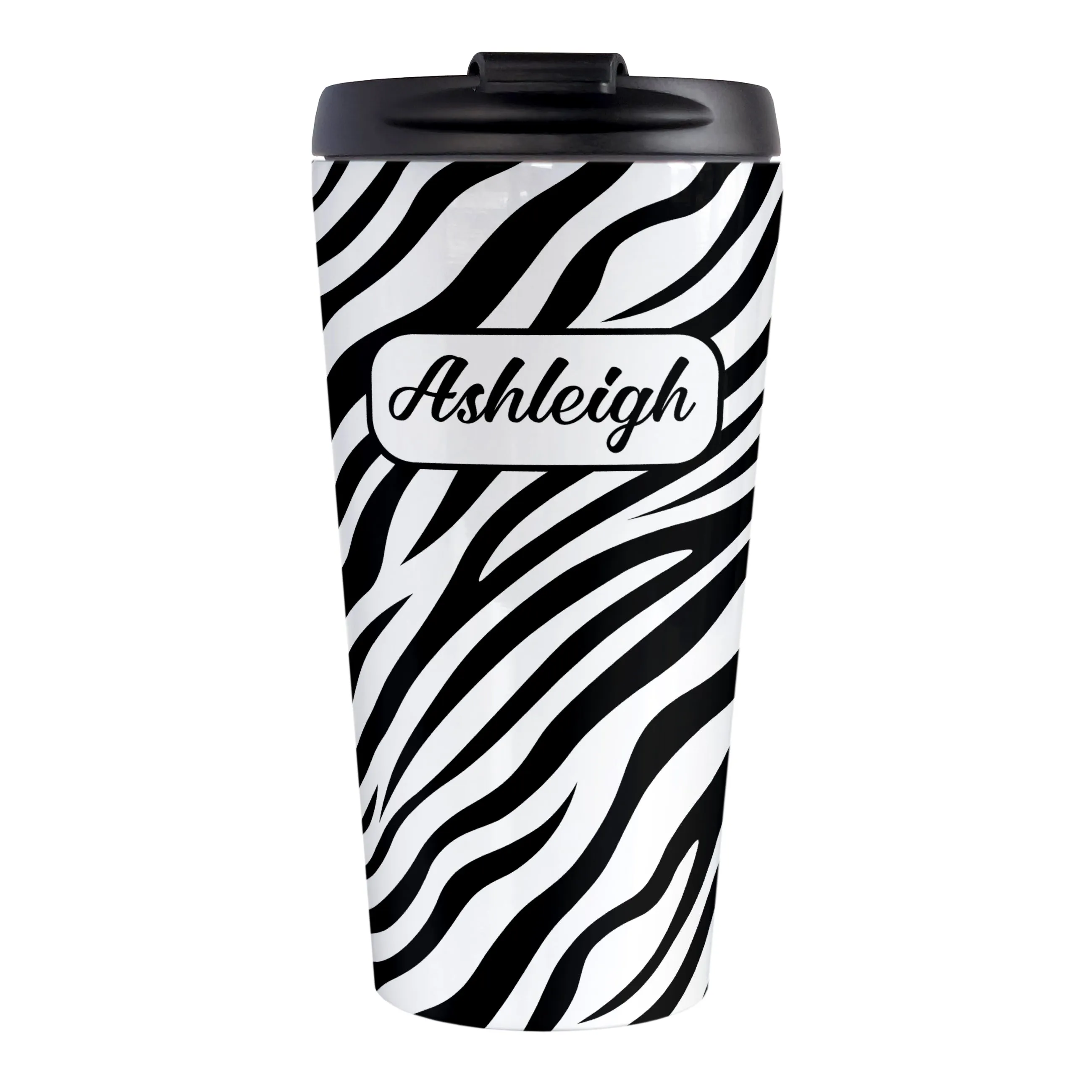 Personalized Zebra Print Pattern Travel Mug