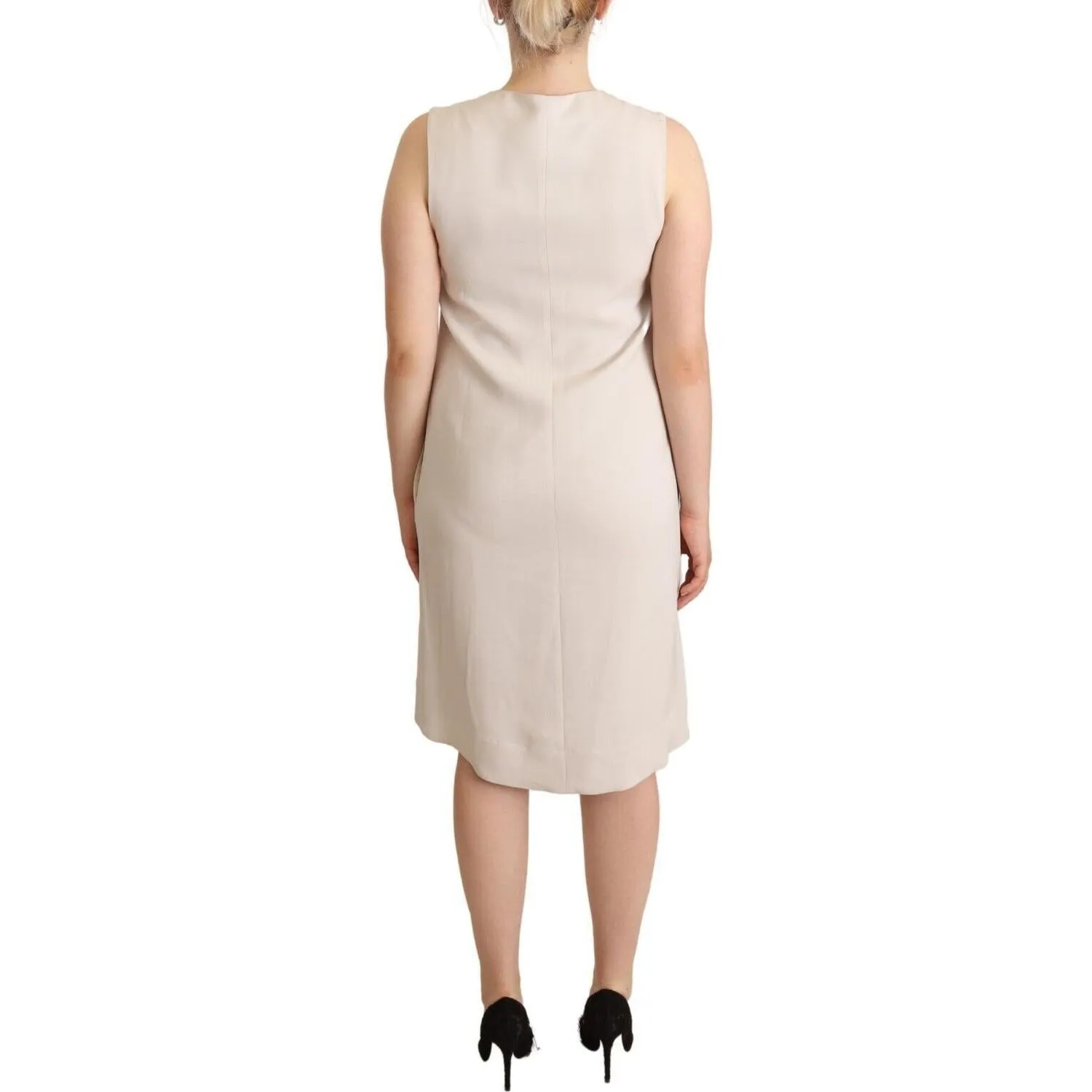 Peserico Chic Beige Sleeveless Shift Dress