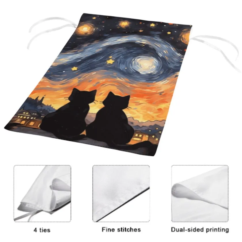 pet cat  garden flag ,cat garden Starry Night Yard Flags Double Sided, Cat Garden Flag, Black Cat flag , Kitty Garden Flag,