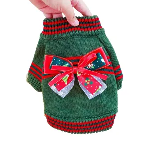 PetAffairs 1PC Christmas Bow Knitted Sweater