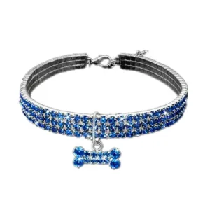 PetAffairs Bone Pendant Rhinestone Pet Collar