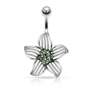 Petal Paved Green Center Belly Ring