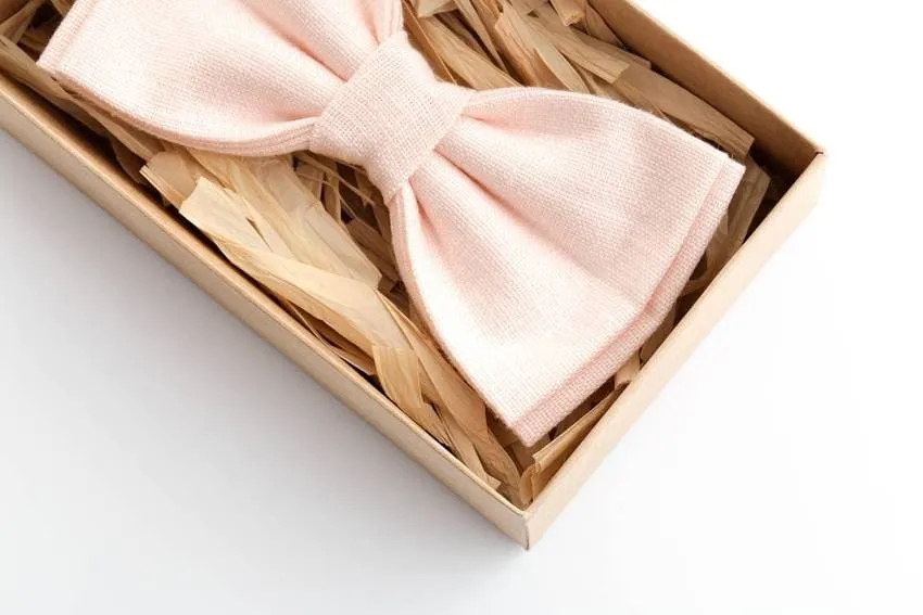 Petal Pink Linen Bow Tie - A Timeless Accessory for Special Occasions