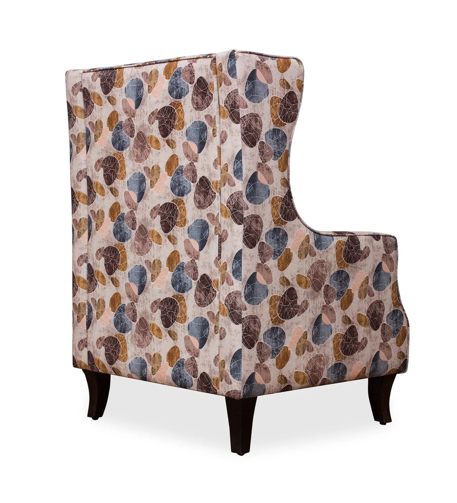 Peter Floral Print Fabric Wing Chair in Multi Colour