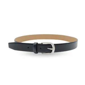 PETER - Men's Black Genuine Leather Belt with Silver Pin Buckle