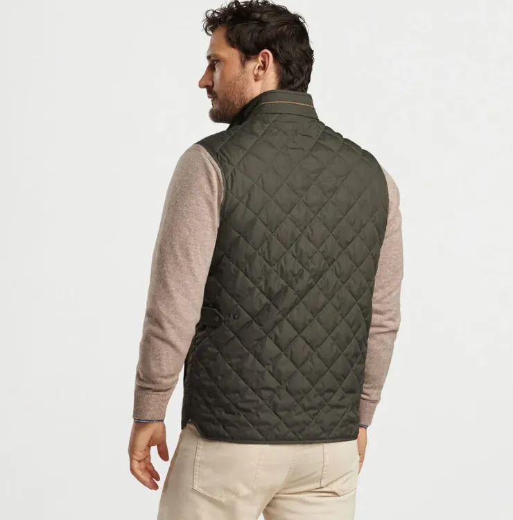 PETER MILLAR ESSEX QUILTED VEST DK OLIVE