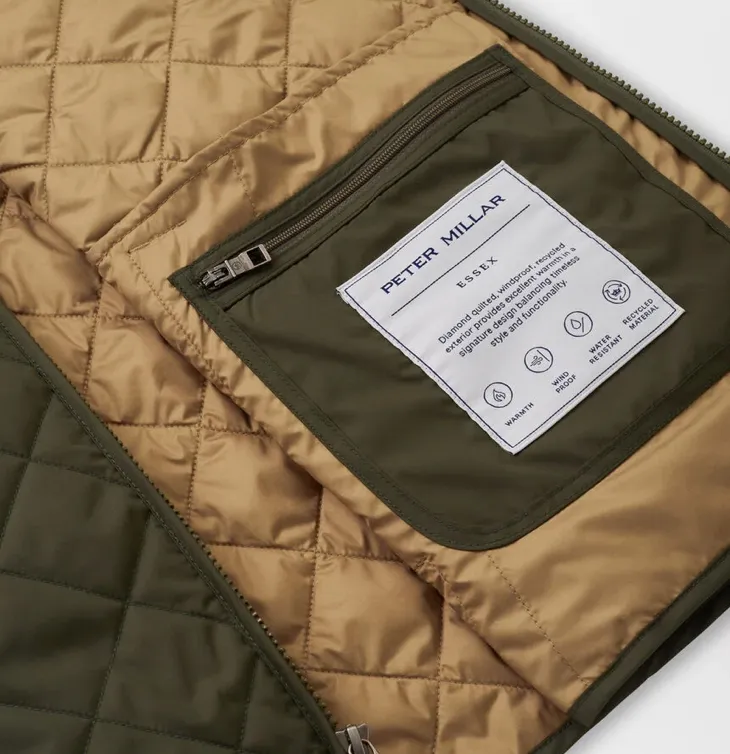 PETER MILLAR ESSEX QUILTED VEST DK OLIVE