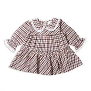 Peter Pan Collar Checks Full Sleeves Dress