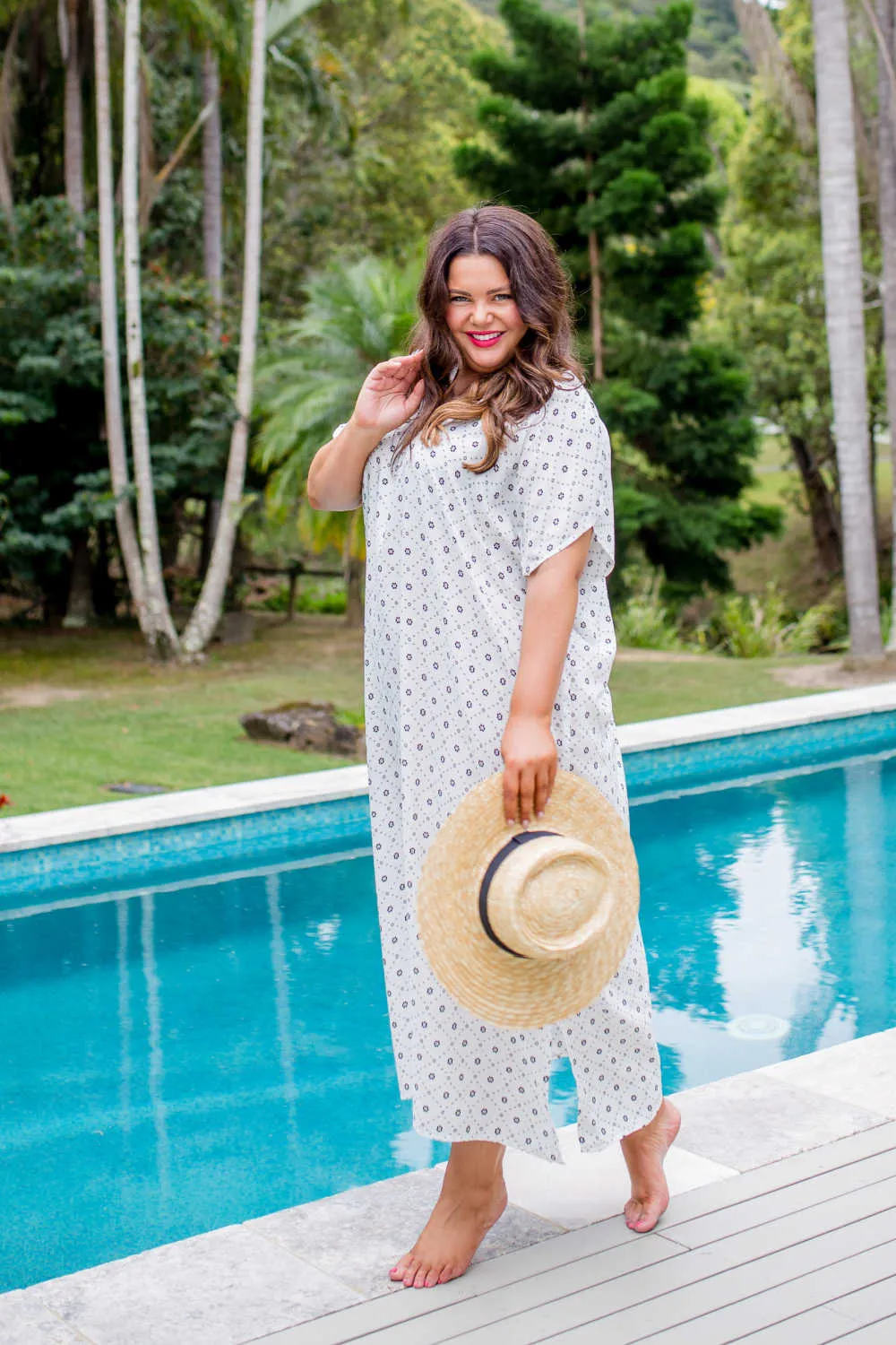 Petite Geo Print Maxi Dress - White