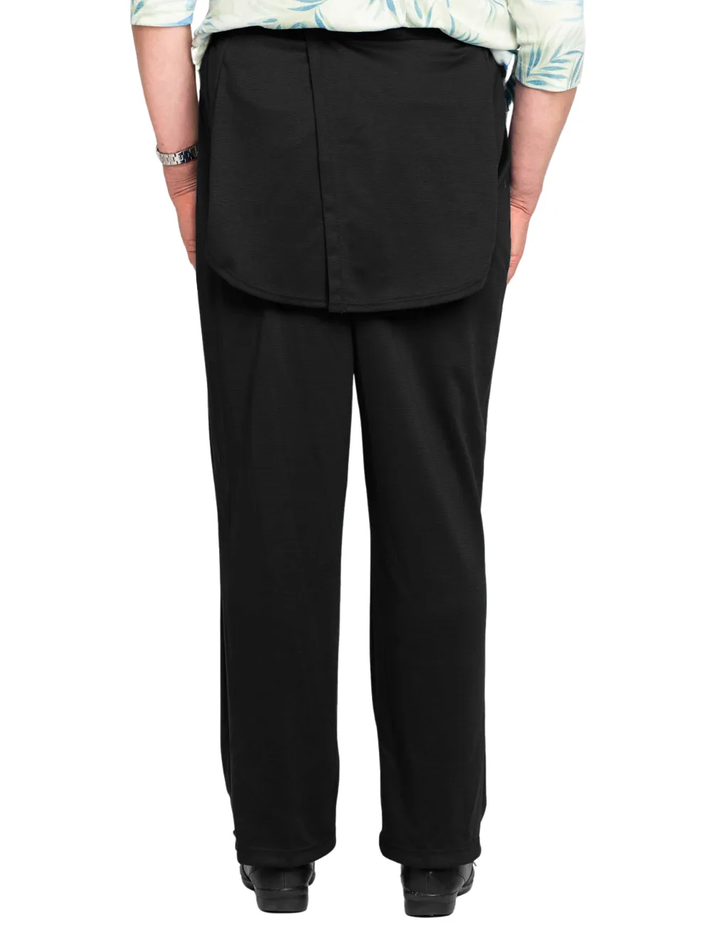 Petite Length- Adaptive Ladies' Cozy Knit Open Back Pants - Black