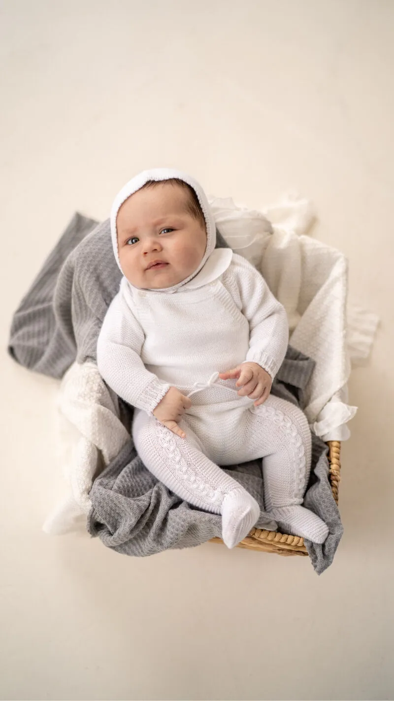 Peto Three Piece Knitted Outfit for Newborns – 100% Organic Cotton (Available in 2 Colors)