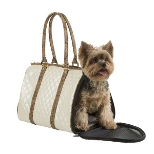 Petote JL Duffel Dog Carrier Ivory Quilted