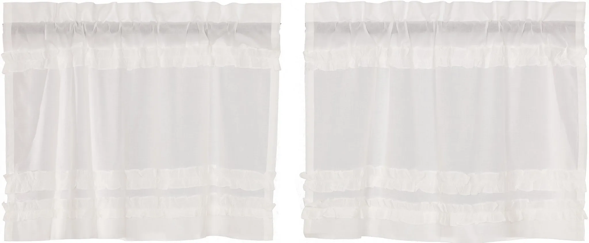 Petticoat Off White Ruffled Sheer Tier Curtains 24"