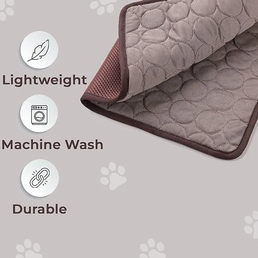 Petvit Rectangular Dog & Cat Bed|Premium Cool Ice Silk with Polyester with Bottom Mesh|Multi-Utility Self-Cooling Pad for Dog & Cat|Light-Weight & Durable Dog Bed|ZQCJ001C-XS|Coffee