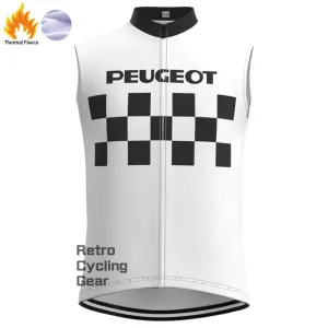 PEUGEOT White Fleece Retro Cycling Vest