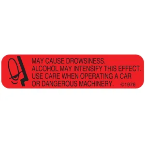 Pharmex 1-X "May Cause" Permanent Paper Label, 1 9/16" X 3/8", Red, Pack of 1000