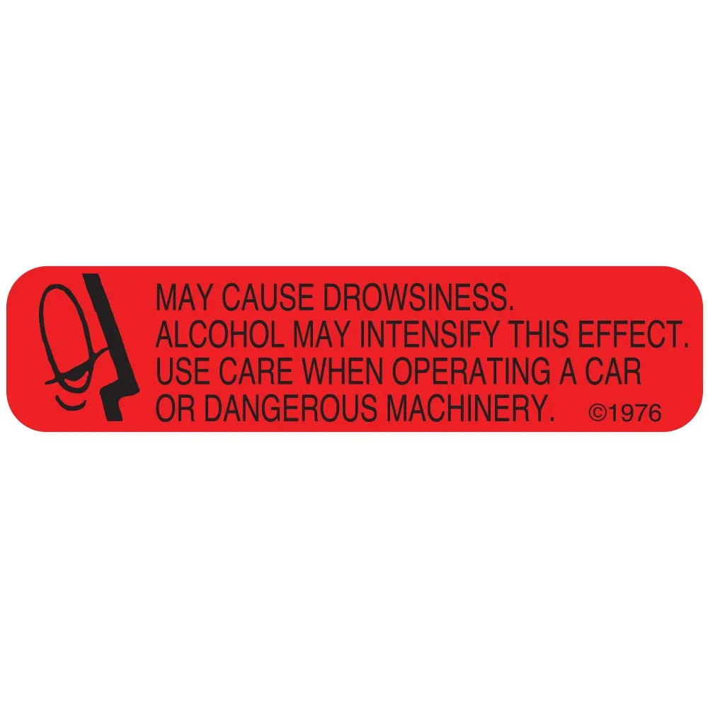 Pharmex 1-X "May Cause" Permanent Paper Label, 1 9/16" X 3/8", Red, Pack of 1000