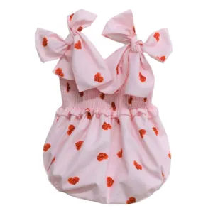 Phi Clothing Baby Pink With Hearts Elastic Romper