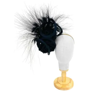 Philip Treacy Navy and Black Feather Sculptural Fascinator