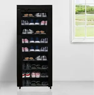 PHILOSHOP Multipurpose Collapsible 9 Layers Metal Shoe Stand, Shoe Rack/Organiser for Home & Office (Black, Metal)