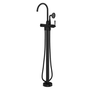 Phoenix Cromford Floor Mounted Bath Mixer with Hand Shower Matte Black