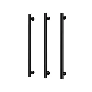 Phoenix Heated Triple Towel Rail Round 600mm - Matte Black