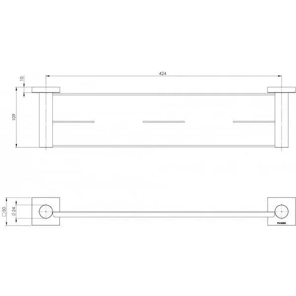 Phoenix Radii Metal Shelf Square Plate - Matte Black 450mm