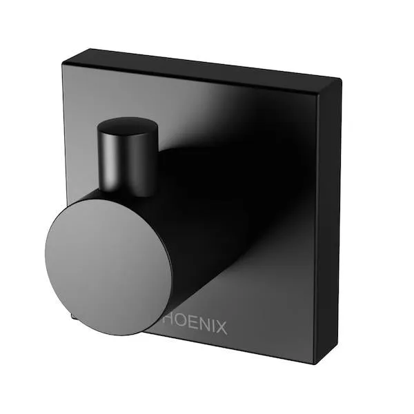 Phoenix Radii Robe Hook Square Plate-Matte Black