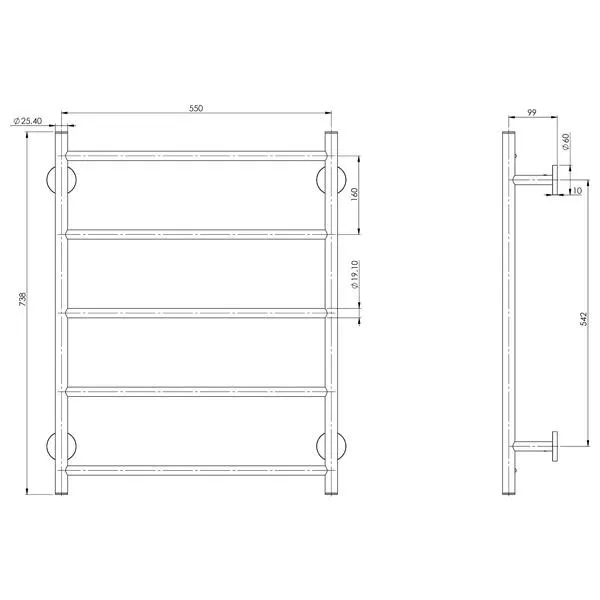 Phoenix Radii Towel Ladder 550 x 740mm Round Plate